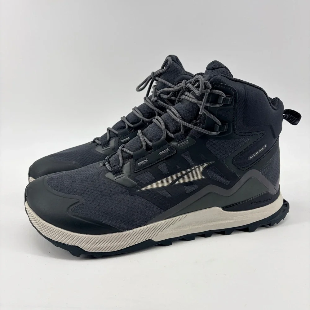 Altra Lone Peak ALL-WTHR Mid 2 Hiking Boots Mens 10.5 Black Gray Trail Shoes